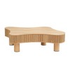 42.52" Modern Irregular Drum Coffee Table, Wooden Center Table with Sturdy Rubber Wood Pedestal for Living Room & Bedroom - 4 of 4