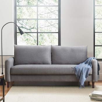 Mae Mid-Century Modern Curved Arm Sofa with Solid Wood Legs Light Gray - Mellow