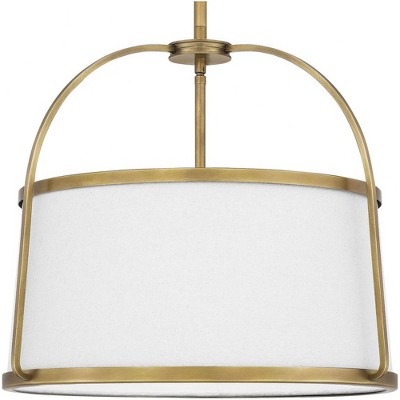 York 20" Weathered Brass Drum Pendant Light
