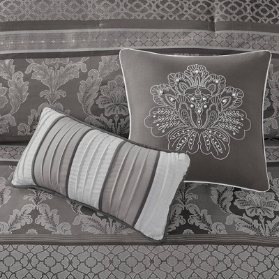 Bellagio Gray Jacquard 7-Piece Queen Comforter Set