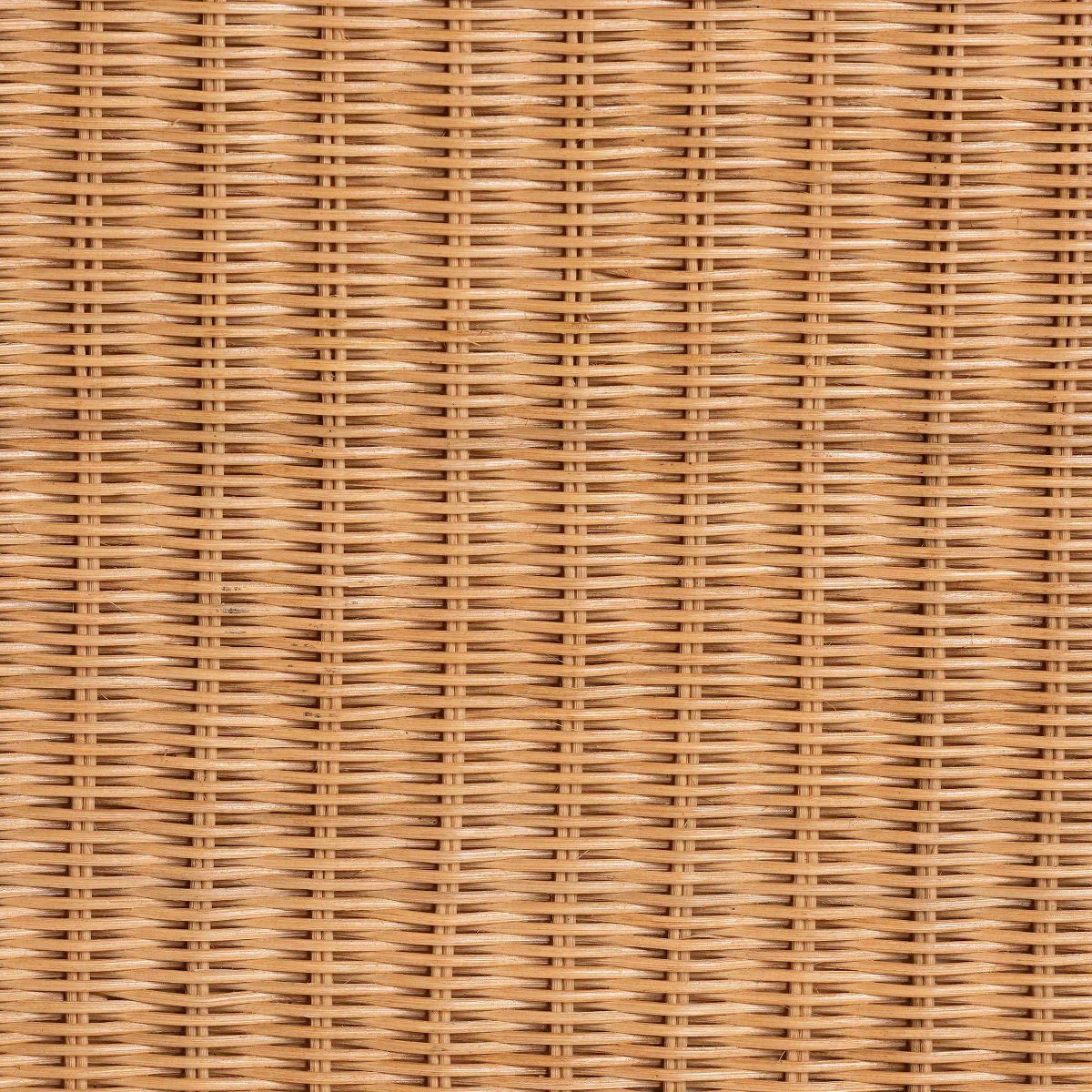 bali & pari Palm Scallop Natural Rattan Square Ottoman with Cushion Light Honey - thumbnail 5