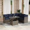vidaXL 7 Piece Garden Sofa Set with Cushions Poly Rattan - Gray without storage - 2 of 4