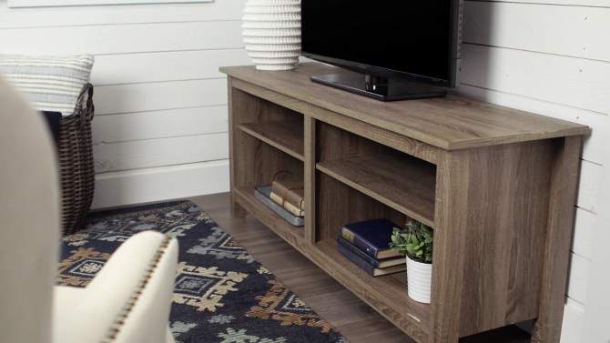 Transitional 4 Cubby Wood Open Storage TV Stand for TVs up to 65"- Saracina Home, 2 of 26, play video
