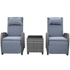 3-Piece Outdoor Patio Wicker Recliner Chair Set with Tempered Glass Table - 4 of 4
