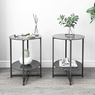 Modern Coffee Table, Glass Tea Table Center End Table for Living Room and Office