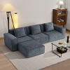 Combo Modular Sofa with 3 Seats for Living Room, Sectional Sofa with Ottoman, Sofa with Foam Filling and Corduroy Fabric-Coolbibila - 2 of 4