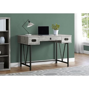 Vynxaria Computer Desk, Home Office, Laptop, Storage Drawers, 48"l, Work, Grey Laminate, Black Metal, Transitional - 1 of 4