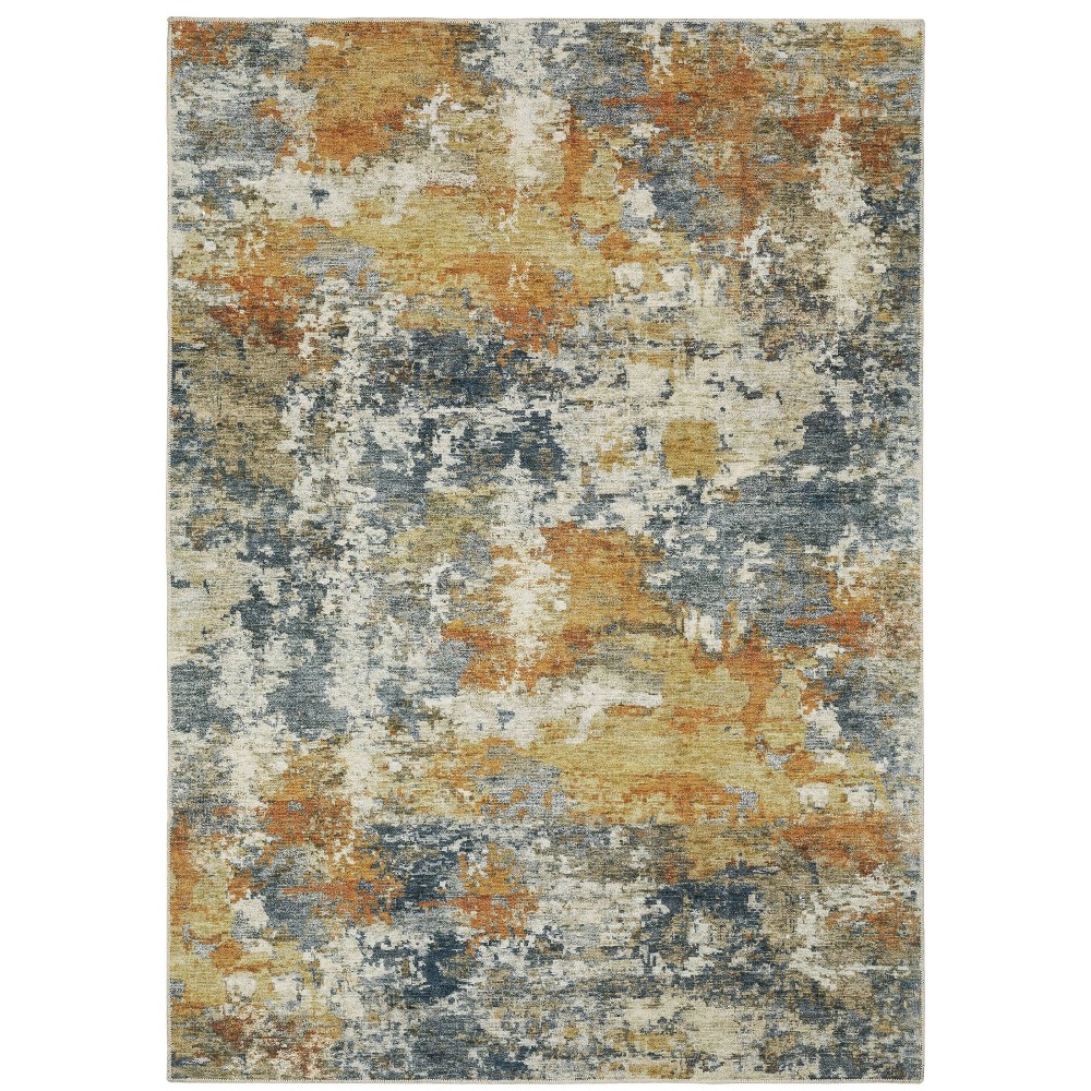  Micah Washable Contemporary Abstract Indoor Area Rug Orange/Blue