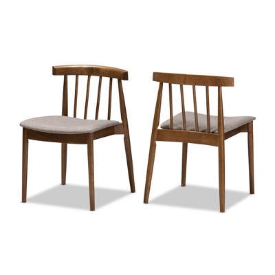 Wyatt Mid-Century Walnut 5-Piece Dining Set with Gray Upholstered Seats