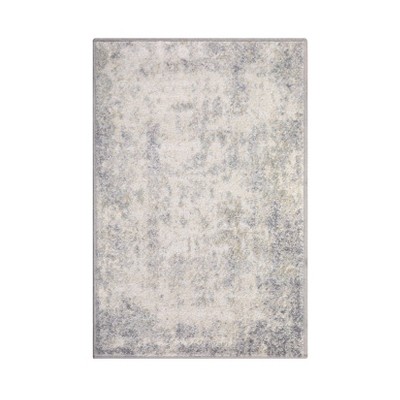 Modern Abstract Area Rug Low Pile Fade Stain Resistant Rug Soft Contemporary Accent Carpet for Living Room Bedroom Nursery,Grey/2'x3'
