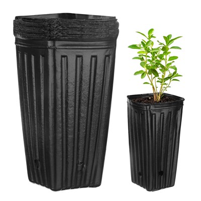 Unique Bargains Plastic Deep Drainage Holes Indoor Outdoor Gardening Plant Nursery Pots Black
