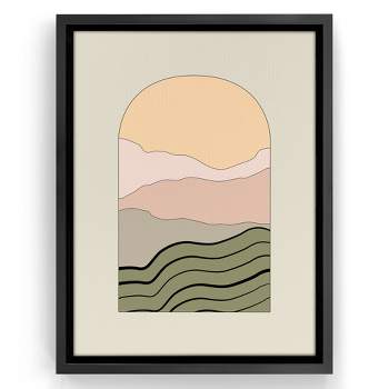 Americanflat - Mid Century Neutral Abstract Landscape 3 by The Print Republic Floating Canvas Frame - Modern Wall Art Decor