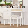 TOBILI 39" Wooden Makeup Vanity Set with Charging Plug USB Port and Stool, Dressing Table with 3 Storage Drawers and 1 Rectangular Rattan Drawer - 4 of 4
