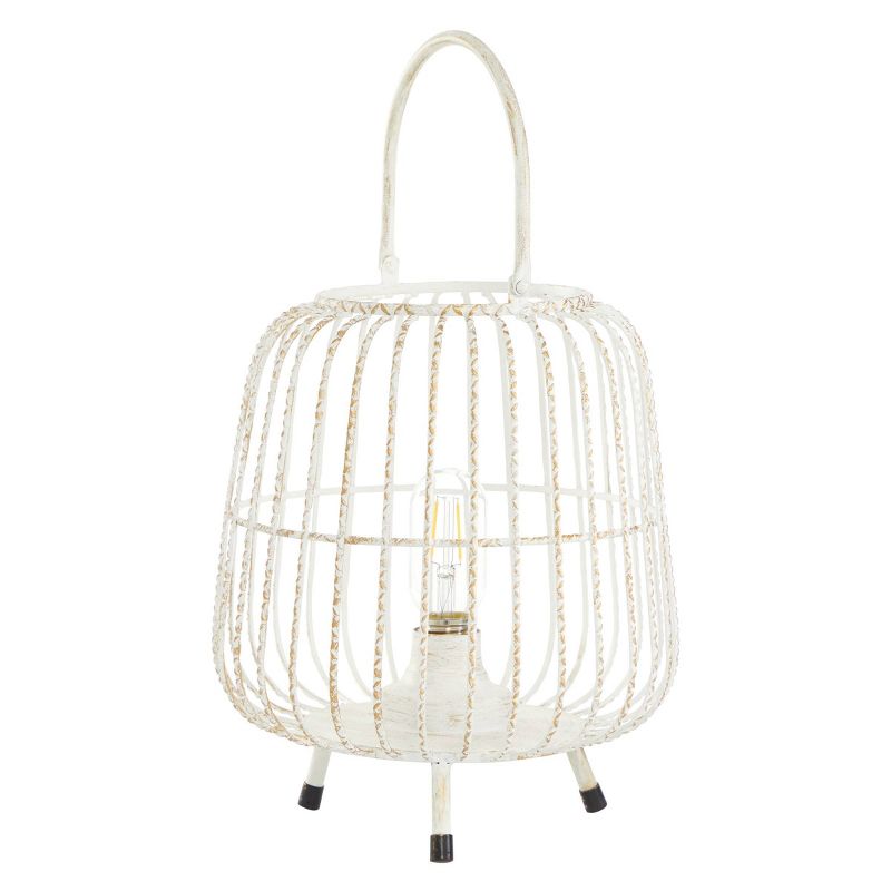 12&#34; x 10&#34; Modern Metal Caged Candle Holder with Led Light Bulb Center White - Olivia &#38; May, 4 of 8
