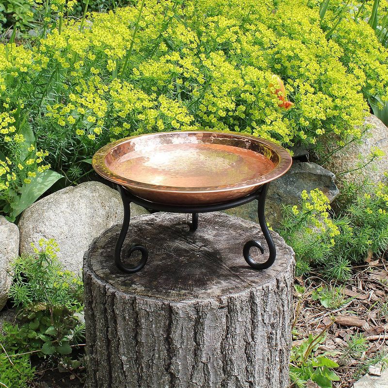 6.5&#34; Hammered Copper Birdbath with Short Stand Polished Copper Plated - Achla Designs, 4 of 5