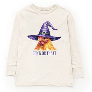 The Juniper Shop Chick Or Treat Watercolor Distressed Youth Long Sleeve Tee - 1 of 4