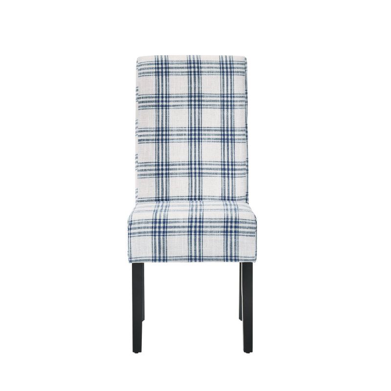 2pk Pertica Contemporary Upholstered Plaid Dining Chairs Dark Blue/Light Beige/Espresso - Christopher Knight Home, 4 of 13