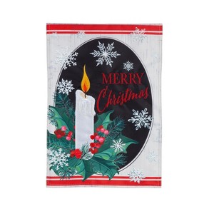 Evergreen Garden Flag Merry Christmas Holly Applique Double Sided Indoor Outdoor Decor 18" x 12.5" - 1 of 1