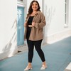 Women's Plus Size Waffle Knit Shacket Pocket Loose Long Sleeve Button Down Shirts - Agnes Orinda - 3 of 4