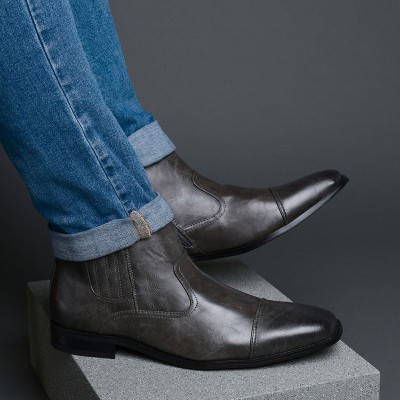 Black Faux Leather Ankle Chelsea Boot with Zipper