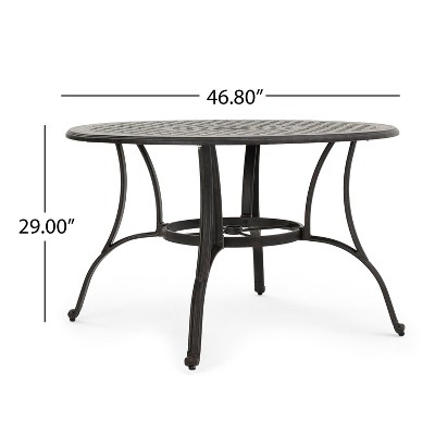 Elegant Bronze Cast Aluminum Circular Outdoor Dining Table