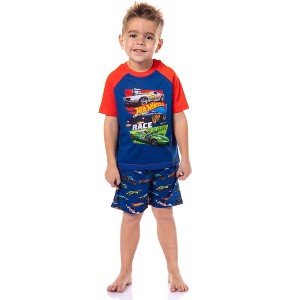 Hot Wheels Toddler Boys' Cars Team Hot Wheels Race Sleep Pajama Set Shorts Blue - 1 of 4