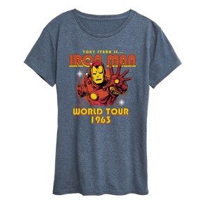 Women's - Marvel - Iron Man Band Tee Style Short Sleeve Graphic T-Shirt - 1 of 4