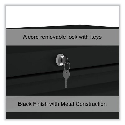Black Steel 3-Drawer Lockable Lateral File Cabinet