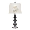 Lalia Home 25" Elegant Embellished Table Lamp with Flower Adornment on Linen Shade Bronze - 3 of 4
