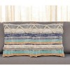 HomeRoots Set of Two Blue Striped Cotton Throw Pillow With Fringe - 2 of 4