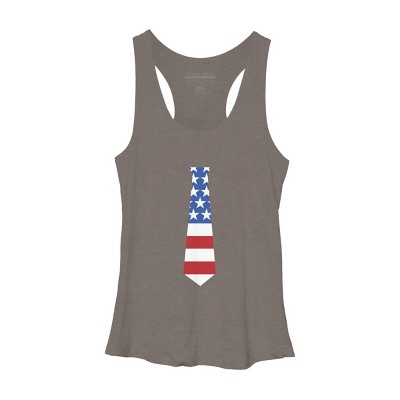 Design By Humans July 4th Patriotic American Flag Tie By FreshDressedTees Racerback Tank Top