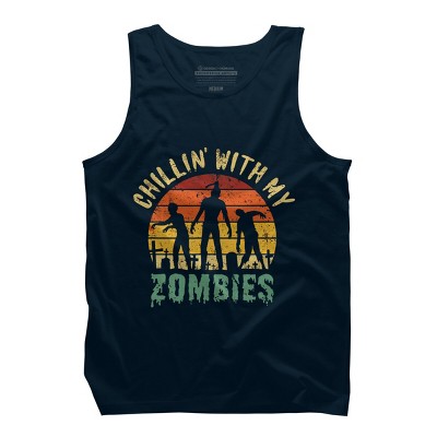 Men's Design By Humans Halloween Chillin With My Zombies Funny By Ering Tank Top