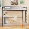 Okak Minimalism Loft Bed with Build-In Desk, Twin Loft Bed with Ladder and Guardrails, Bed Frames for Kids and Teenagers - 3 of 4