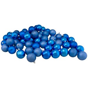 Northlight 60ct Lavish Blue Shatterproof 4-Finish Christmas Ball Ornaments 2.5" (60mm) - 1 of 3