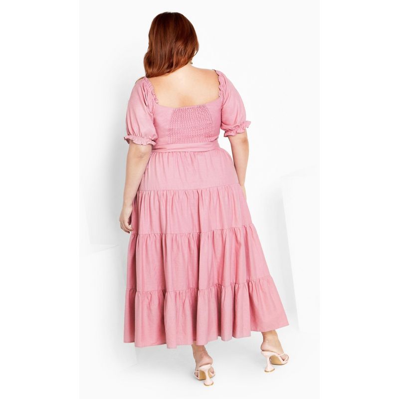 Women's Plus Size Puff Sleeve Maxi Dress - blush | CITY CHIC, 3 of 6