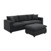 YOOCOZZ L-shaped Sectional Sofa Set with 2 Free pillows,Convertible Ottoman for Living Room, Apartment, Office-Black - 4 of 4