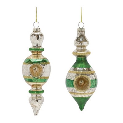 Melrose Glass Reflector Drop Ornament (Set of 12)