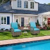 3 Piece Outdoor Patio Set, Wicker Rocking Bistro Set with 2 Swivel Chairs & Tempered Glass Top Table - 4 of 4