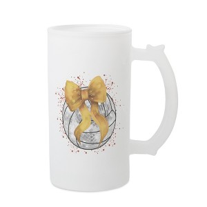 Elanze Designs Freezable Beer Stein Mug With Thumb Grip Handle, 16 Ounce Frosted Glass, Volleyball Red Paint Splatter - 1 of 1