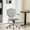 SKRAN Cute Home Office Chair, Computer Desk Chair with Button Tufted Teddy Bear Fleece, Swivel Vanity Chair for Home Office - 2 of 4