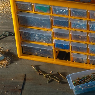 Yellow and Black 30-Drawer Plastic Small Parts Organizer