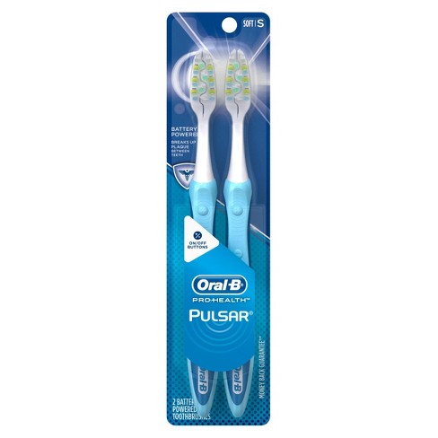 oral pulsar toothbrush health pro battery powered 2ct electric bristles soft target