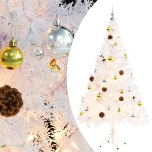 vidaXL Artificial Pre-lit Christmas Tree with Baubles White 5 ft - 1 of 4