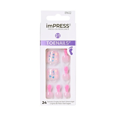 imPRESS Press-On Manicure Square Fake Toenails - Brave Hearts - 27ct