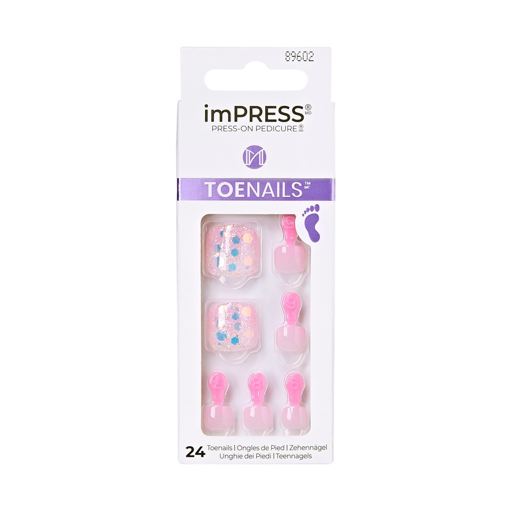 Photos - Manicure Cosmetics imPRESS Press-On Manicure Square Fake Toenails - Brave Hearts - 27ct