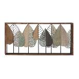Metal Leaf Varying Texture Wall Decor with Wood Frame Brown - Olivia & May