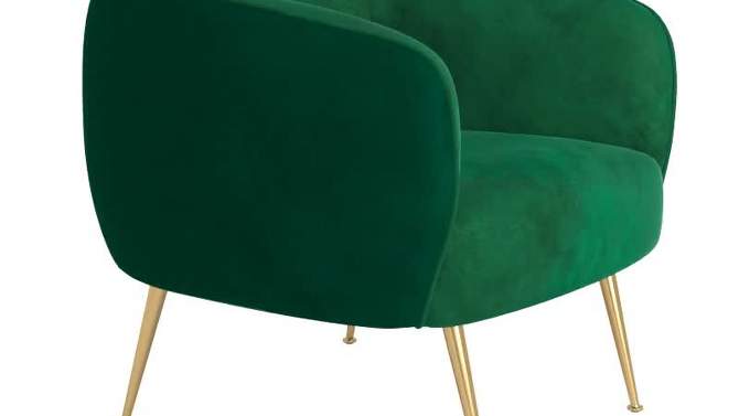 Minerva Brass Finish Velvet Upholstered Accent Chair - Inspire Q, 2 of 13, play video