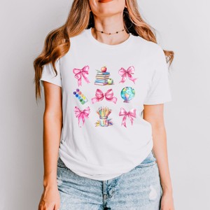 Simply Sage Market Coquette Pastel Teacher Collage Short Sleeve Tee - 1 of 4