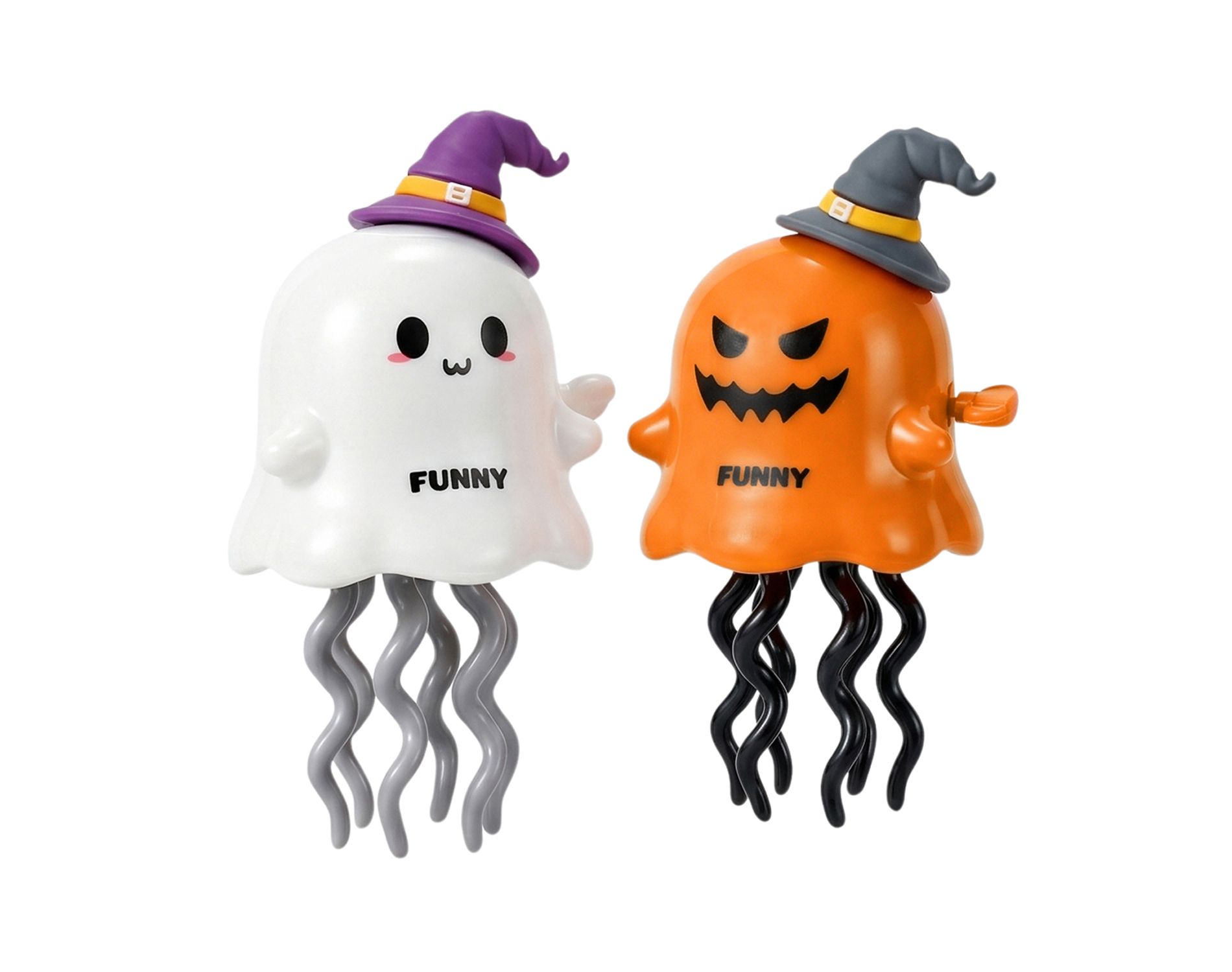 Joyfy 2 Pack Halloween Wind Up Ghost & Pumpkin Toys for Kids - Dance, Stand & Flip Crawlers | Halloween Party Favors, Treat Bag Stuffers