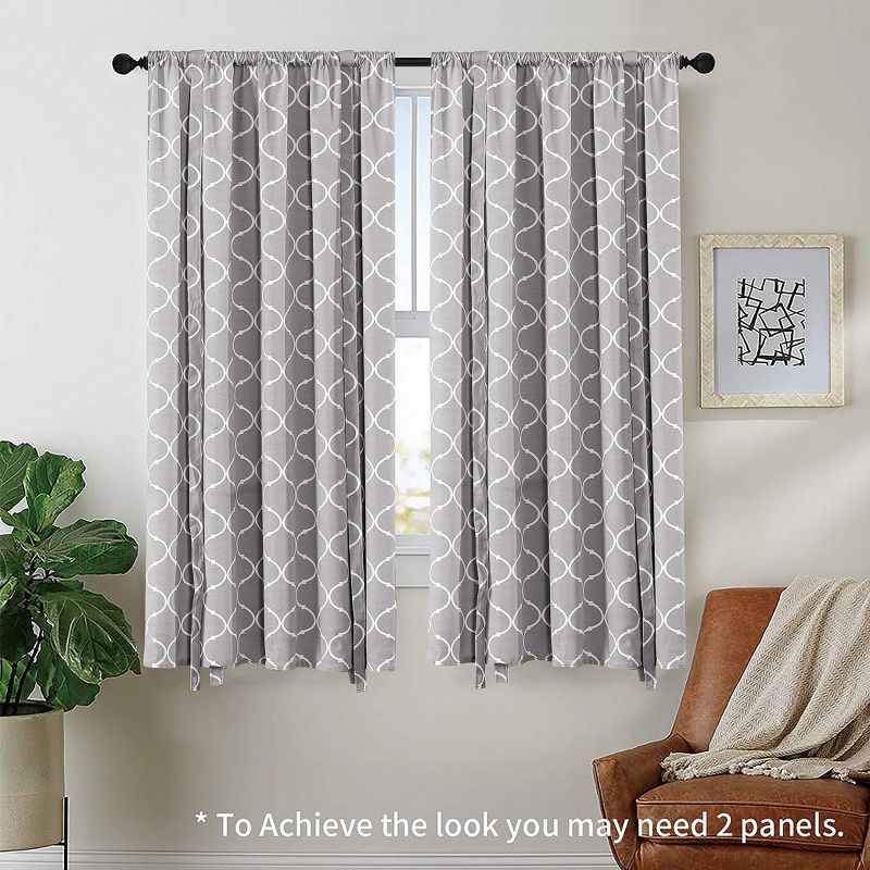 Kate Aurora Gray & White Lattice Clover Ultra Luxurious Single Tie Up Window Curtain Shade - 42 in. W x 63 in. L, 4 of 7